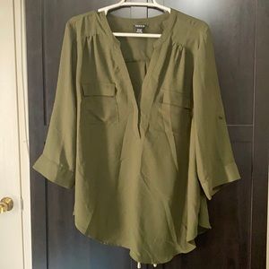 Olive green polyester blouse